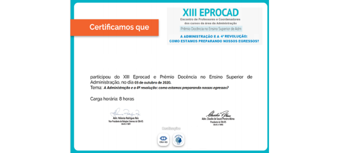 Certificados do XIII EPROCAD e XI Fórum dos Coordenadores já estão disponíveis